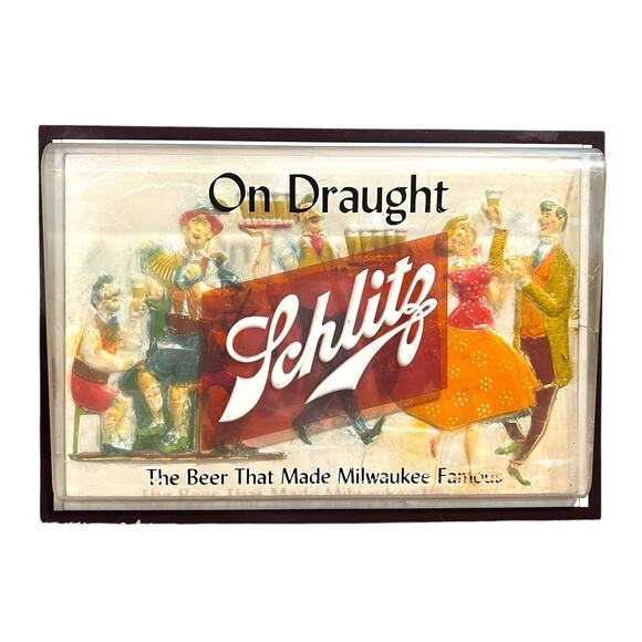 Vintage 1957 SCHLITZ “On Draught” 3D Beer That Made Milwaukee Famous Bar Sign - Picture 14 of 14